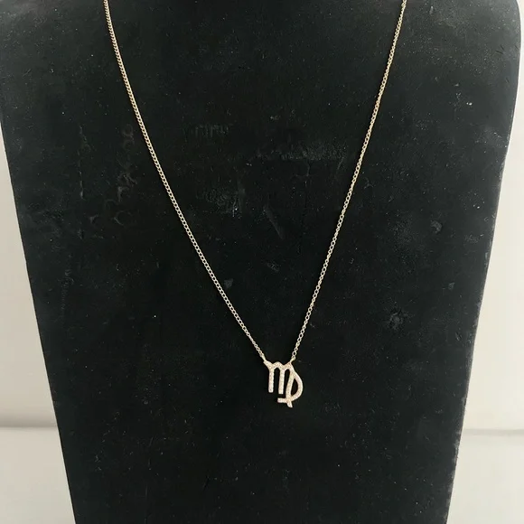 NWT 14K Gold Zodiac Virgo Diamond Pendant Necklace